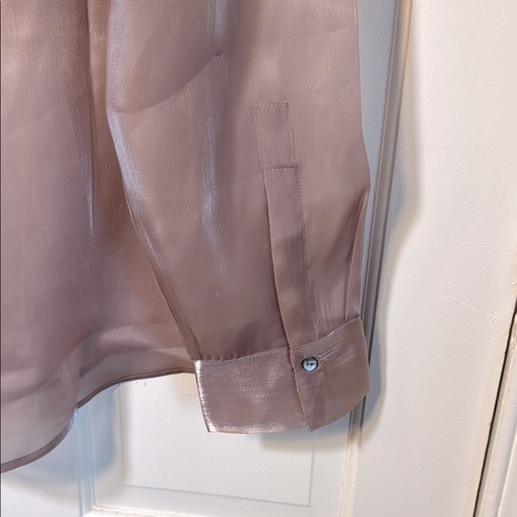 NWT Pistola Shimmering Organza Pink/Plum Button Front Blouse Semi-Sheer - Picture 10 of 15